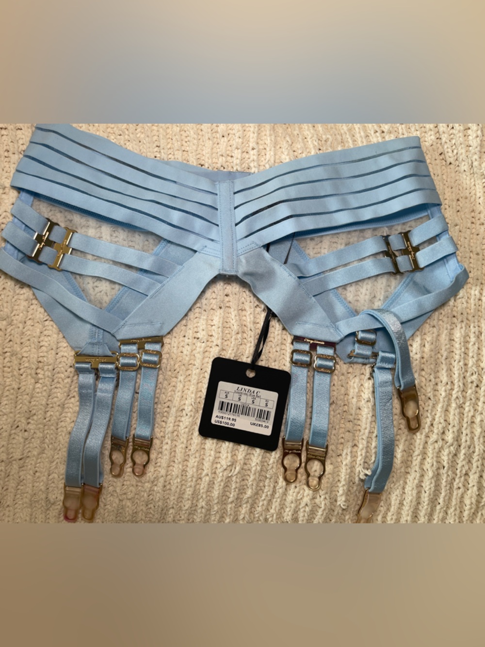 Honey Birdette Linda C Blue Strappy Garter Belt
